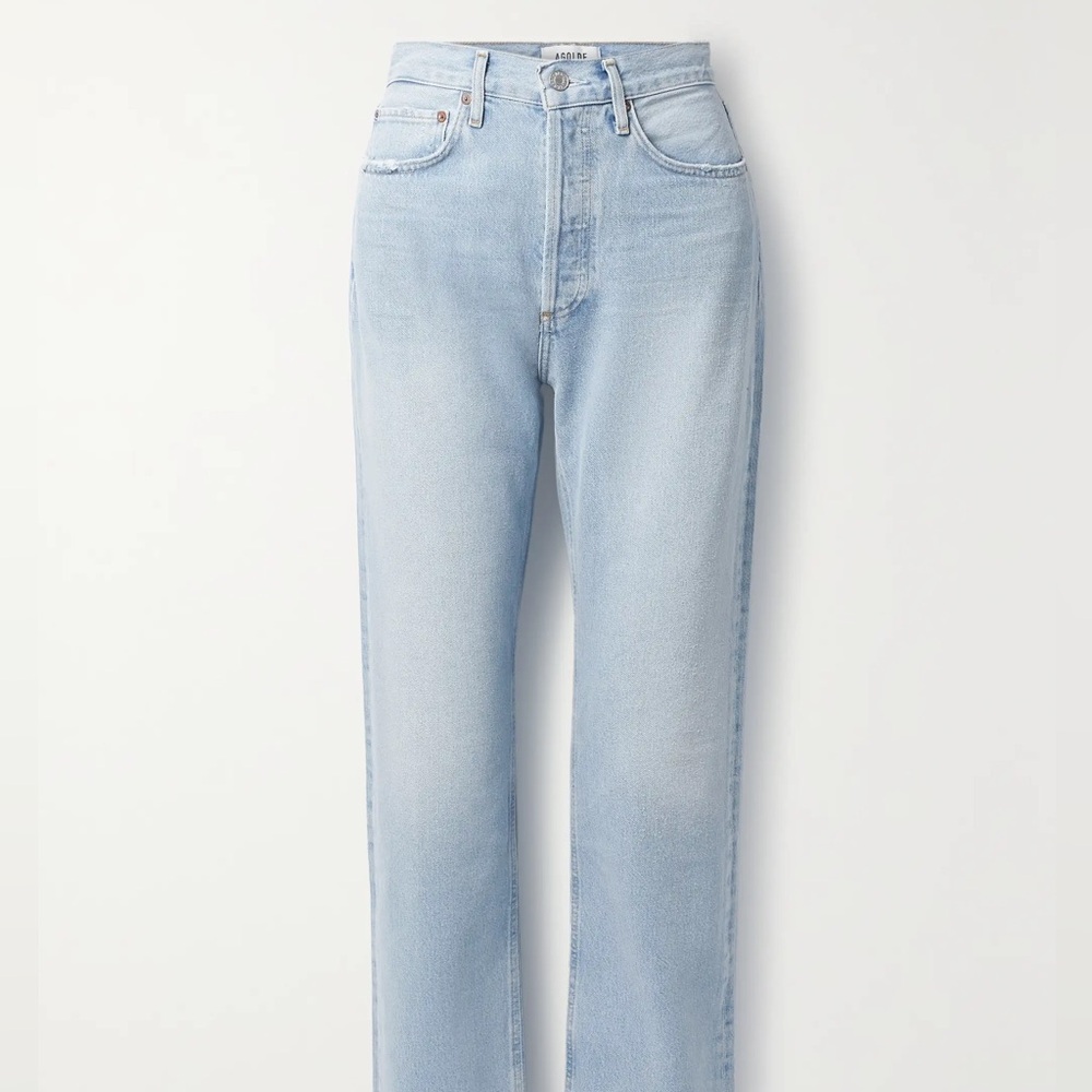 Agolde Premium 90's Pinch Waist High Rise Straight Leg Jeans Light Wash Size 33 - Picture 2 of 9